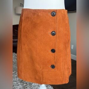 Veronica Beard SIZE 4 Cognac Brown Suede Button Up Mini Skirt NWT